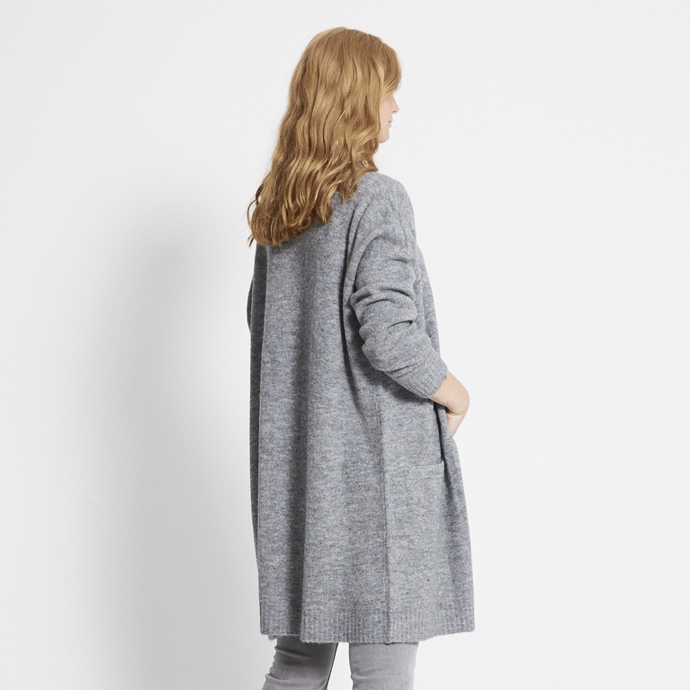 Basic knit long cardigan "Carrie" Dk Grey melange